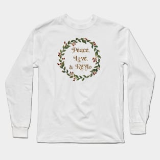 Peace, Love, & Reylo (Evergreen Wreath) Long Sleeve T-Shirt